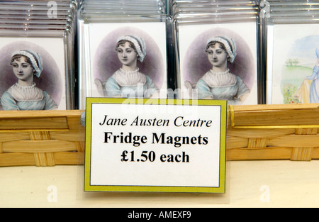 Jane Austen Kühlschrank Magnet Souvenirs zum Verkauf in The Jane Austen Centre in Bath England UK GB Stockfoto