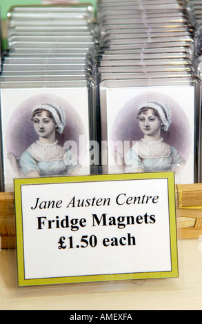 Jane Austen Kühlschrank Magnet Souvenirs zum Verkauf in The Jane Austen Centre in Bath England UK GB Stockfoto