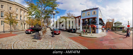 Market Street in Wilmington, North Carolina USA. Panorama-Aufnahme. Hohe Auflösung Stockfoto