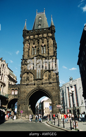 Pulver, Tor, Prasna Brana, Namesti Republiky, Old Town, Prag, Tschechische Republik Stockfoto