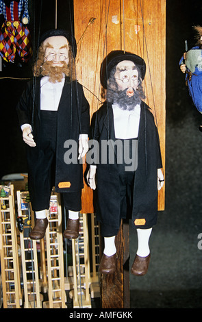 Jüdische Rabbiner Puppen zum Verkauf in Josefov, Judenviertel, Old Town, Prag, Tschechische Republik Stockfoto