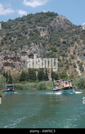 Lykische Felsengräber in Dalyan in Türkiye Stockfoto