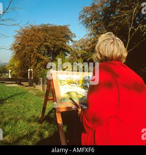 Cheshire Stockport Marple Bridge Künstlerin Malerei Macclesfield Kanal Stockfoto