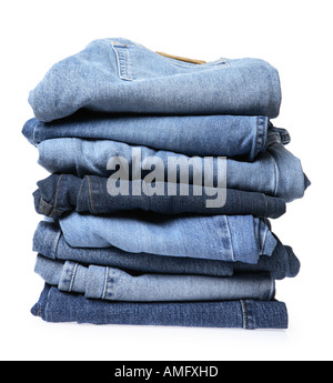 Blue-Denim-Jeans-Stack Stockfoto