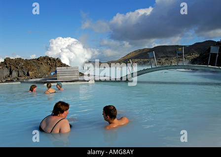 Genießen Sie ein Bad in der blauen Lagune Island Isländer Stockfoto