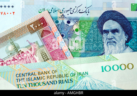 Iranische Geld - Rial Notizen und Währung Stockfoto