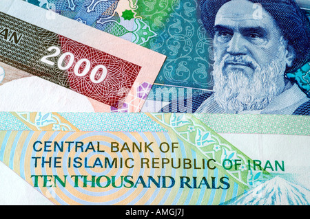 Iranische Geld - Rial Notizen und Währung Stockfoto