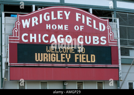 Elektronische Unterschrift im Wrigley Field, die Heimat der Chicago Cubs Baseball team Illinois USA Stockfoto