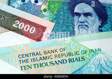 Iranische Geld - Rial Notizen und Währung Stockfoto