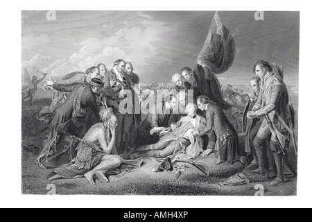 Tod-General James Wolfe Schlacht Quebec 1727 1759 britisches Englisch Soldaten sterben Heights Abraham erfasst französischen Kommandanten Gattungen Stockfoto