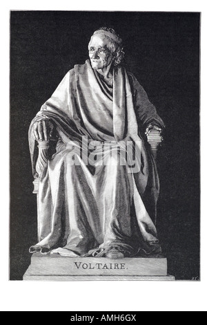 Voltaire von Houdon Comedie Erancaise Statue sitzend Stein Marmor François-Marie Arouet Pseudonym Erleuchtung Schriftsteller, Essayist, d Stockfoto