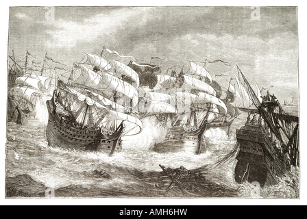 Angriff auf spanische Schatz Schiff Sir Francis Drake 1540 1596 Vizeadmiral Privateer Navigator Slave Händler Politiker elisabethanischen Stockfoto