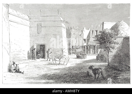 Eintritt Schloss Segou Ségou Seku, Segu Mali Fluss Niger Region Bozo Menschen Bambara Empire Balanzan Djenne Timbuktu Stadthaus Stockfoto