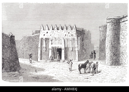 Eintritt Schloss Segou Ségou Seku, Segu Mali Fluss Niger Region Bozo Menschen Bambara Empire Balanzan Djenne Timbuktu Stadthaus Stockfoto
