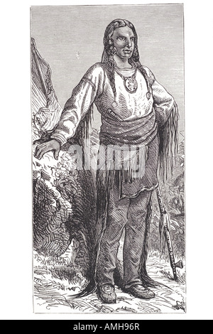 Ute chief Kostüm native ethnischen Trachten Outfit Stil männlichen Erwachsenen Mann Nordamerikanisch Inder Stockfoto