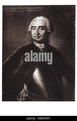 LOUIS-JOSEPH Marquis de Saint-Veran MONTCALM GOZON französische Truppe Kommandant Kanada allgemeine 1721 1759 QUEBEC besiegte Wolfe Nord A Stockfoto