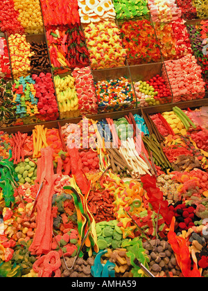 Bonbons La Boqueria-Markt Barcelona Spanien Stockfoto