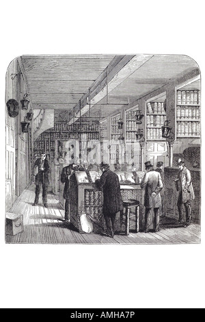 1860 Vorrecht Büro Ärzte Commons Bibliothek Buchregal Regale Referenz-Lesesaal, die inneren Zylinder Studie gelesen Te informieren Stockfoto