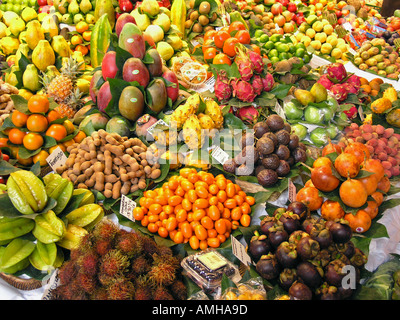 Tropische Früchte La Boqueria Markt Barcelona Katalonien Spanien Stockfoto