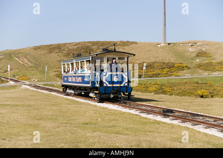 Straßenbahn auf der viktorianischen Straßenbahn auf den Great Orme, Llandudno, North Wales, Vereinigtes Königreich Stockfoto