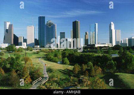 Houston Stadtzentrum von oben Allen Park in Texas Stockfoto