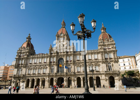 Der Palacio Municipal in Praza Maria Pita in La Coruna, Galicien, Spanien Stockfoto