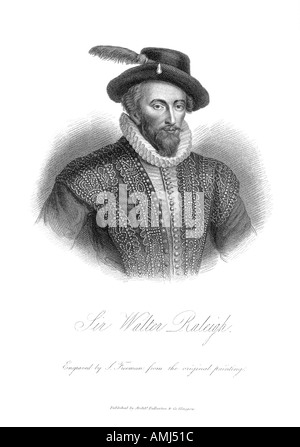 Sir Walter Raleigh 1552 1618 Gravur Stockfoto