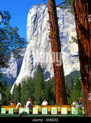 Touristen, die das Tal unter Stock Tour bewundern Sie die Aussicht Yosemite Nationalpark, Kalifornien, USA Stockfoto