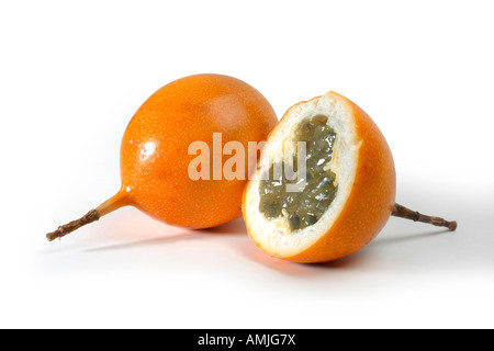 Süße Granadilla Passiflora Ligularis Herkunft Südamerika Stockfoto