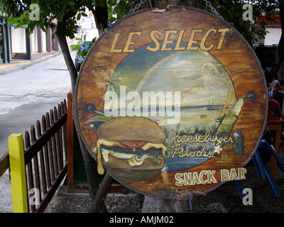 Cheeseburger in Paradise Le wählen Sie Snack-Bar St. Barts Stockfoto