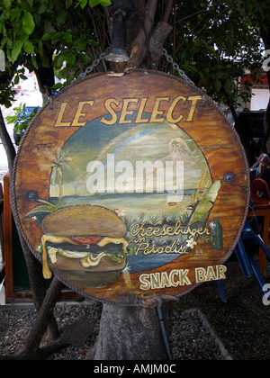 Cheeseburger in Paradise Le wählen Sie Snack-Bar St. Barts Stockfoto