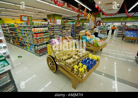 Gehobenen Sie Supermarkt Lebensmittelgeschäft Peking China Stockfoto