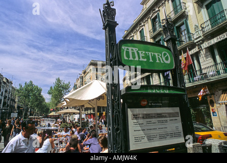 das Zeichen der u-Bahnstation Liceu auf der Rambla Barcelona-Spanien Stockfoto