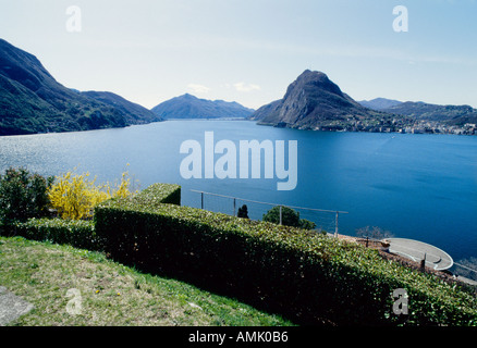 Gärten an den Luganer See Schweiz Monte San Salvatore Stockfoto