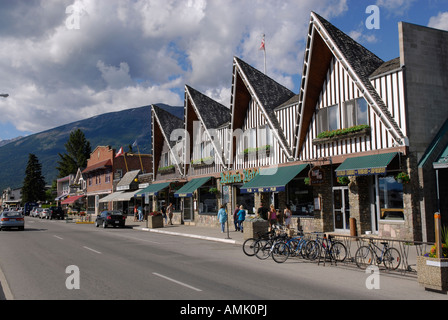 Jaspis Townsite Downtown Bereich Jasper Nationalpark Alberta Kanada kanadischen Rockies kanadischen Rocky Mountains Stockfoto