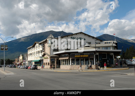 Jaspis Townsite Downtown Bereich Jasper Nationalpark Alberta Kanada kanadischen Rockies kanadischen Rocky Mountains Stockfoto