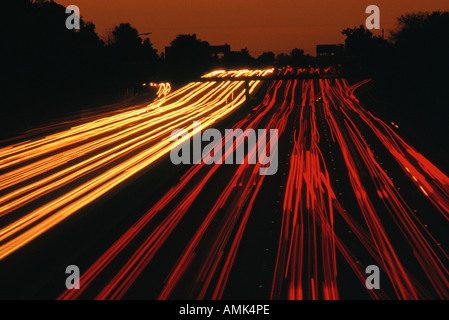 Schlierenbildung Lichter auf Autobahn Los Angeles, Kalifornien USA Stockfoto