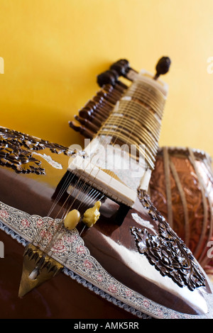 Indische klassische Musikinstrumente Sitar tabla Stockfoto