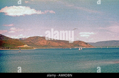 Eine künstlerische und strukturierte Darstellung eines Reservoirs östlich von Salt Lake City, Utah, USA mit Menschen neu an einem Sommertag. Stockfoto