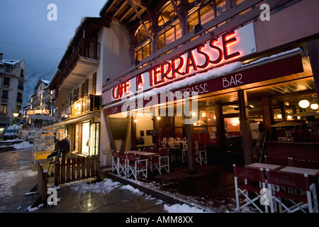 Cafe Le Terasse, Chamonix Stockfoto