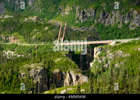 William Moore Hängebrücke über Moore Creek in White Pass auf South Klondike Highway in der Nähe von Skagway Alaska AK USA uns Stockfoto