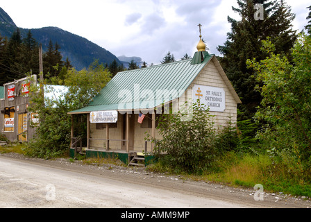 Geschäfte Läden in Hyder Alaska AK USA US-Grenze mit Stewart BC British Columbia Kanada Stockfoto