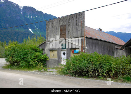 Geschäfte Läden in Hyder Alaska AK USA US-Grenze mit Stewart BC British Columbia Kanada Stockfoto