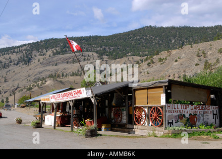 Straßenrand Obst Gemüse Stand Store im Fraser River Valley entlang der Autobahn 1 nahe Cache Creek Vancouver BC Kanada Stockfoto