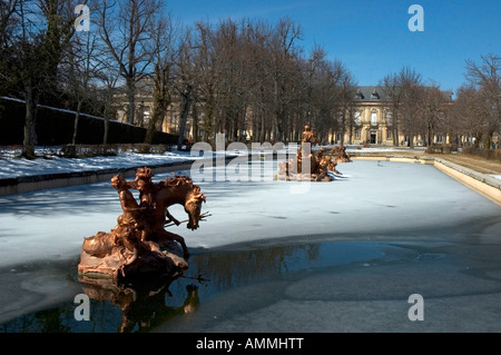 Gärten im königlichen Palast von La Granja San Ildefonso Segovia Provinz Spaniens Stockfoto