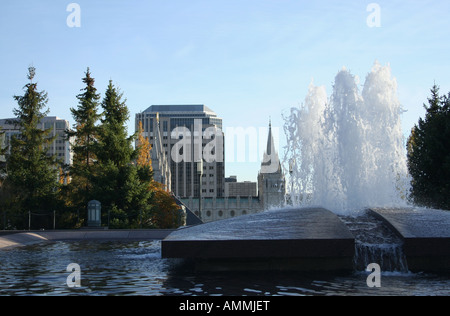 Brunnen auf dem Dach des LDS Conference Center Salt Lake City Utah Oktober 2007 Stockfoto