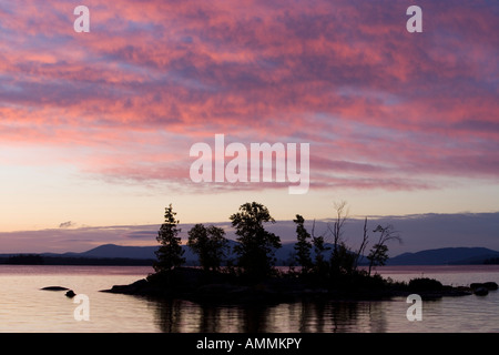 Morgendämmerung auf Moosehead Lake in Rockwood Maine USA Stockfoto