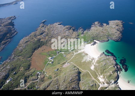 Eine Luftaufnahme von Achmelvich Beach in North West Sutherland Stockfoto