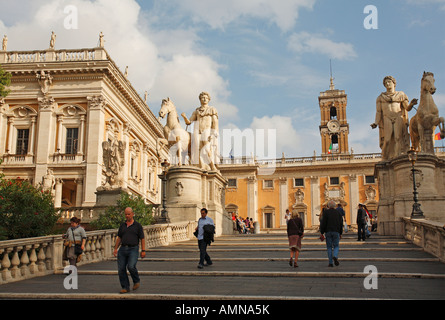 Die Cordonata auf dem kapitolinischen Hügel führt zu Piazza del Campidoglio, Rom, Italien Stockfoto