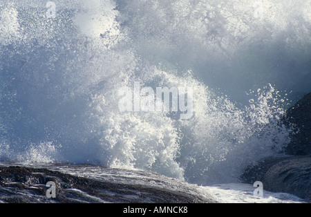 Wellen brechen sich am Atlantik Küste, Hondeklipbaai, Kapprovinz, Südafrika Stockfoto